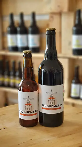 Biere Jacquemart Ambrée en 33 cl et 75 cl, produite localement en Drome et Isere