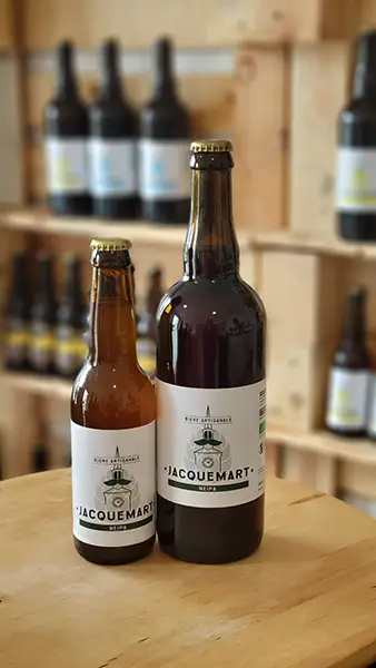 Biere Jacquemart Neipa en 33 cl et 75 cl, produite localement en Drome et Isere